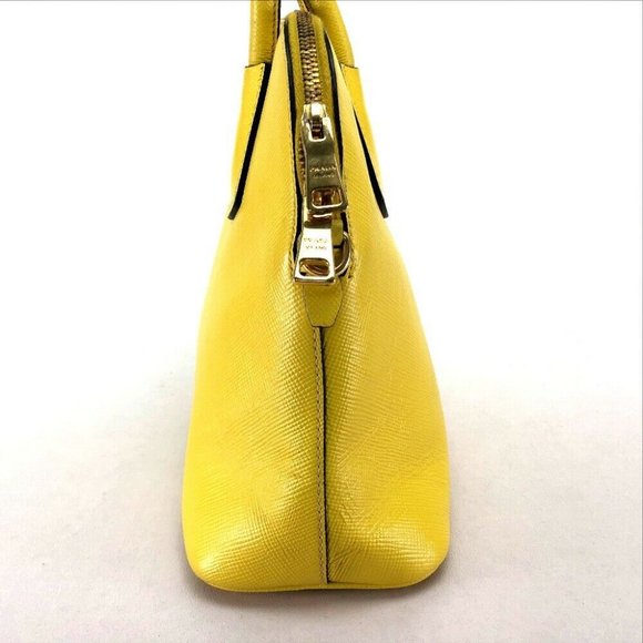 PRADA 2 WAY Hand Bag 2way bag yellow Leather BL090 - Picture 6 of 9